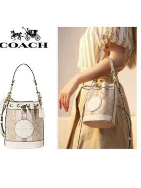 🦌 COACH MINI DEMPSEY BUCKET BAG IN SIGNATURE JACQUARD w/ LOGO & COA 🦌
